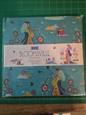Tilda Bloomsville Fabric Stack - Teal Floral Scenic Print